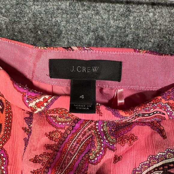 J Crew Skirt Womens 4 A Line Pink Purple Paisley Silk Print Lined Back Zipper - Picture 4 of 8